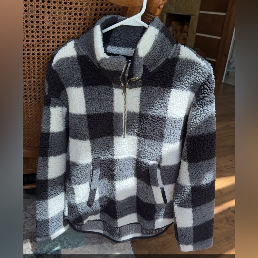 Old Navy Checkered Half-Zip Sweater